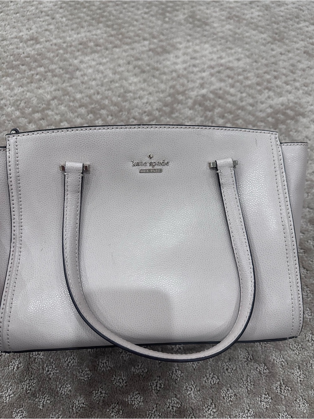 kate spade Pebbled White Leather Satchel with Dual Handles